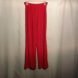 Red Wide-Leg Palazzo Pants – High Waist Stretchy Lounge Trousers